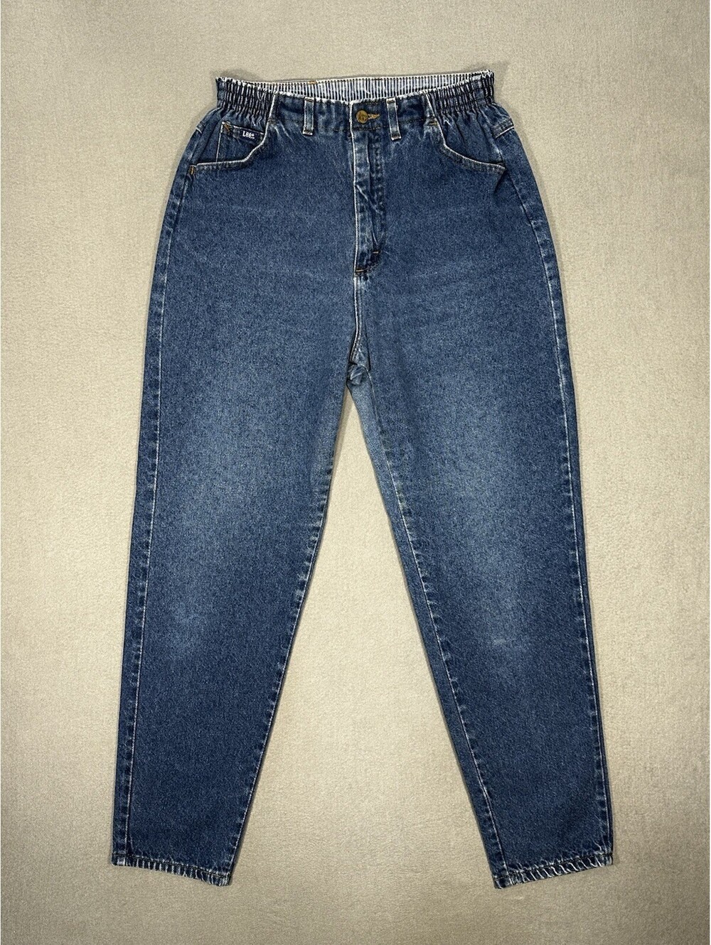 Vintage Lee Jeans Womens 12 Medium High Waist Elastic Tapered USA Made 28x29